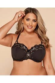 black wired lace bra with crossover back plus size 38dd to 48g