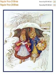 May Sale Digital Chart Mr And Mrs Rabbit Have A Snow Day By Beatrix Potter Counted Cross Stitch Chart Pattern Free Shipping