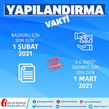 Vergi ve prim borçları yapılandırma son gün tarihini haberimizden görebilirsiniz. Gelir Idaresi Baskanligi On Twitter 7256 Sayili Yapilandirma Kanun U Kapsaminda Basvuru Icin Son Gun 1 Subat 2021 Ilk Taksit Odemesi Icin Son Gun 1 Mart 2021 Https T Co Gx5popolaj