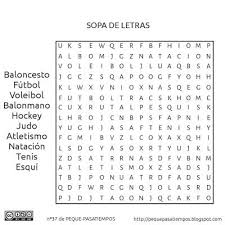 Pasatiempo Nº1 Peque Pasatiempos Edicion 37 Sopa De Letras Dificil Ejercicios De Educacion Fisica Trabajo Educacion Fisica