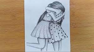 Amazon music stream millions of songs: How To Draw Two Friends Hugging With Pencil Sketch Step By Step Bestfriends Youtube