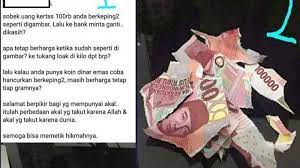 Maybe you would like to learn more about one of these? Viral Postingan Uang Rp 100 Ribu Sengaja Disobek Waktu Kejadian Hingga Tanggapan Bank Indonesia Tribunnews Com Mobile