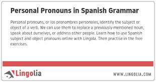 Personal Pronouns In Spanish Grammar