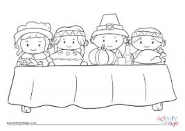 This thanksgiving coloring sheet features a family praying around a dinner table, along with an banner that reads be thankful in all things! Thanksgiving Colouring Pages