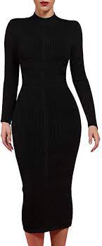 January 20, 2019january 19, 2019 by robena. Amazon Com Whoinshop Women S Cross Strap Ribbed Bandage Long Sleeve Midi Fall Winter Bodycon Party Dress Clothing
