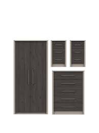 The rectangular bench is thickly upholstered and features a modern floral print. Smyth 3 Piece Ready Assembled Package 2 Door Wardrobe 5 Drawer Chest And 2 Bedside Chests Very Co Uk