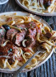 Chuck steak and cheesy potatoes always thrill the home crowd. Mediterranean Steak Pasta With Tomato Olive Sauce Feast And Farm