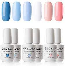 Amazon Com Gellen Gel Nail Polish Set Blue Peach 6 Colors Series Popular Spring Summer Nail Art Col Gel Nail Polish Set Gel Manicure Gel Manicure At Home