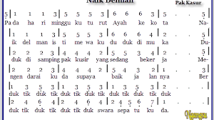 Not Angka Pianika Lagu Naik Delman - not lagu angka pianika