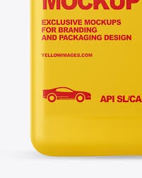 Download Motor Oil Bottle Mockup In Jerrycan Mockups On Yellow Images Object Mockups PSD Mockup Templates