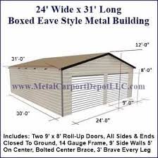 24 X 31 Metal Garage Enclosed Steel Building Metal Carport Depot Metal Buildings Metal Carports Steel Buildings
