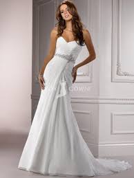 Chiffon Ruched A Line Wedding Dress With Beaded Belt And Sweetheart Neckline Wedding Dress Chiffon Wedding Dress Styles A Line Wedding Dress