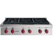 Wolf Srt366 36 In Gas Rangetop With 6 Sealed Burners Sabbath Mode Star K Certified In Stainless Steel Cooktop Gas Stove Top Range Top