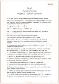 Cbse Class 7 Maths Chapter 12 Algebraic Expressions Formulas