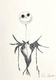 Tim Burton "jack" Marker Drawing Signed Tim Burton