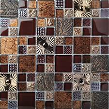 You want a surface you can wipe clean. Special Carving Mosaic Art Accent Tile Red Brown Color Glass Wall Backsplash Tiles Rose Gold Metal Kitchen Bath Walls Decor Tstfly16 10 Square Feet Amazon Com