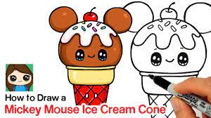 Follow along to learn how to draw this yummy ice cream sundae cute and easy, step by step. How To Draw A Mickey Mouse Ice Cream Cone This Great Idea Was Featured Today At Cuteeverything Com Kawaii Doodles Cute Drawings Art For Kids Hub