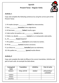 Check spelling or type a new query. Spanish Present Tense Worksheet 2 Regular Verbs Teaching Resources