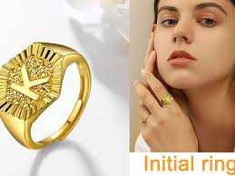 U7 Trendy A-Z Letter Gold Plated Adjustable Opening Rings Statement Party  Wedding Jewelry Alphabet Initial Name Ring for Women (A)|Amazon.com