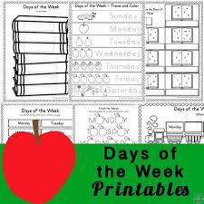 free printable days of the week worksheets for pre k kindergarten