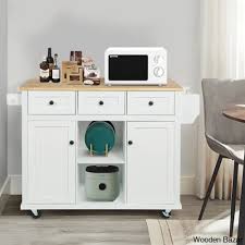 Amaari Solid Wood Top Kitchen Cart Kitchen trolley cart cabinet kitchen  island with storage