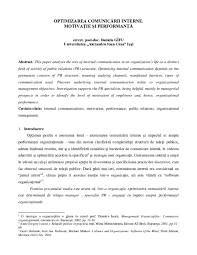 In ultimul timp, multe firme private (nu numai in administratia publica) au departamete/directii de comunicare/relatii publice. Pdf Optimizarea ComunicÄƒrii Interne MotivaÅ£ie Si PerformanÅ£Äƒ Daniela Gifu Academia Edu