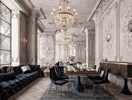 The vintage, art deco buffet adds sophistication while serving a purpose. Modern Classic Interior Design Dining Tables Chairs