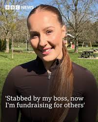 Hannah says fundraising has become her "coping mechanism" after she was  stabbed at work. Full story: https://bbc.in/3Rz7BWA