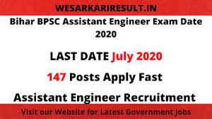 Bihar Bpsc Assistant Engineer Exam Date 2020 Sarkari Result Assistant Engineer Exam Engineering