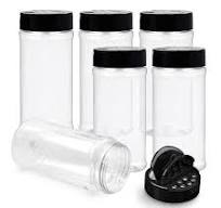 RoyalHouse 6 Pack 16 Oz Plastic Spice Jars with Black Cap, Clear and Safe  Plastic Bottle Containers with Shaker Lids for Storing Spice, Herbs and ...