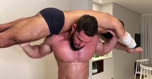 Amazing tall muscles beast weighs 400lb - Muscle domination and lifting gay man