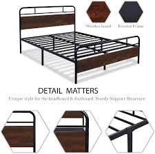 Hollywood bed frames bed frame with headboard/footboard attachment/6 legs and adjustable glides, queen/eastern king 4.2 out of 5 stars 22 $100.67 $ 100. Buy Sha Cerlin Heavy Duty King Bed Frames With Modern Wood Headboard Metal Platform Bed With Frosted Iron Frame 12 Under Bed Storage Noise Free No Box Spring Needed Dark Brown Online