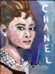 "Audrey & Chanel" Audrey Hepburn Breakfast at Tiffany's Pop Art Oil Painting
