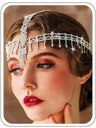 Head Jewelry NAISKA Silver Rhinestone Head Chain