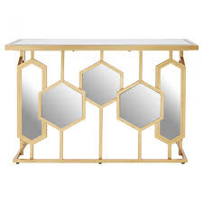 Or choose one with shelves or drawers if you want tidy storage for magazines and coasters. Rio Console Table Gold Clanbay