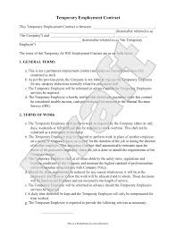 Temporary Employment Contract Agreement Template With Sample Contract Template Separation Agreement Template Proposal Templates