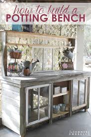 How To Build A Potting Bench With Reclaimed Wood The Summery Umbrella Potting Bench Outdoor Diy Projects Potting Tables