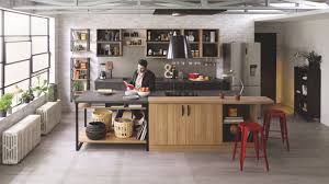 Cuisine Equipee Industrielle Avec Ilot Trend Edge Bois Metal Cuisinella Cuisine Moderne Cuisinella Cuisine Cuisinella