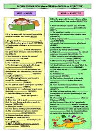 Word Formation From Verb To Noun Or Adjective Word Formation Nouns Verb