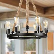 Lnc Farmhouse Chandeliers Rustic Round Wagon Wheel 6 Light Fixture With Rope For Dining Living Room Bedroom And Foyer Farmhouse Goals