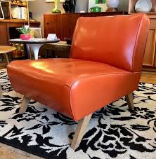 Vintage Orange Vinyl Slipper Chair From Circa Of Pittsfield Ma Attic Retro Style Chairs Furniture Chairs For Sale