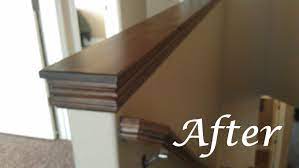 How to make a wood cap and trim for a pony (knee, half) wall. Easy Diy Custom Finishes To Your Handrail Or Half Wall Home Decor Half Wall Diy Home Improvement