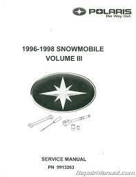 Used 1996 1998 Polaris Snowmobile Repair Manual Volume 3
