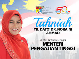 Saat ini, menteri pendidikan dijabat oleh mohd radzi md jidin dengan untuk menteri pendidikan tinggi saat ini dijabat oleh noraini ahmad dan dibantu oleh wakilnya, mansor othman sejak 10 maret 2020. Menteri Pendidikan Tinggi Malaysia 2020