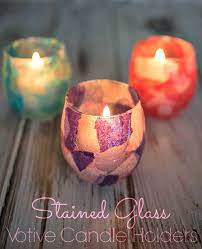 33 Diy Candle Holders To Light Up Your World Candle Holder Crafts Stained Glass Candles Diy Candle Holders