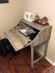 These farmhouse desk plans just may be what you're searching for. Better Homes Gardens Modern Farmhouse Secretary Desk Rustic Gray Finish Walmart Com Walmart Com