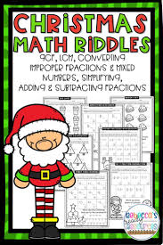 Christmas Fractions Math Riddles Christmas Math Worksheets Math Worksheets Math Riddles