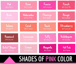 The page contains pink and similar colors including their accompanying hex and rgb codes. 49 Shades Of Pink Color With Names And Html Hex Rgb Codes
