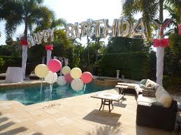 Pool balloon decor pinterest ideas for bathrooms. Birthday Balloon Arch Over A Swimming Pool Backyard Party Decoration Www Dreamarkevents Pool Birthday Party Backyard Party Decorations Backyard Pool Parties