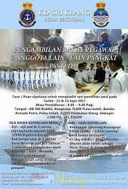 Sel pengambilan perajurit muda tentera darat cawangan sumber manusia, markas tentera darat 2 wisma pertahanan, jalan padang tembak 50634 kuala lumpur. Jawatan Kosong Di Tentera Laut Diraja Malaysia Tldm 23 24 September 2017 Banyak Jawatan